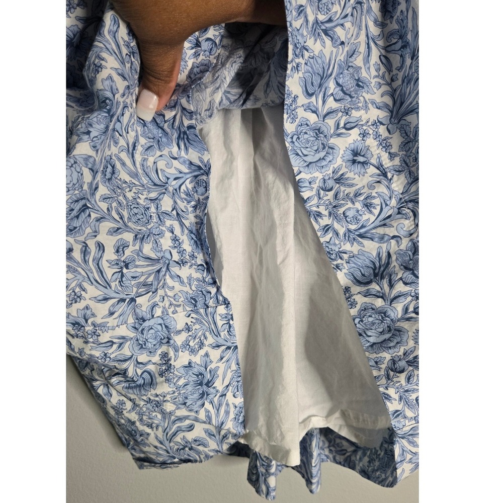 ChicSoul 1X Blue White Floral Cotton Peplum Blouse Plus Size Cottagecore Boho - Picture 10 of 10